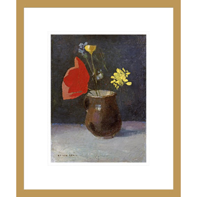 «A Pitcher of Flowers» par Odilon Redon, impression giclée sur cadre