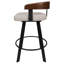Tabouret de comptoir pivotant de 26 po avec dossier en bois de noyer massif et siège rembourré-410848788-410847886-410636186