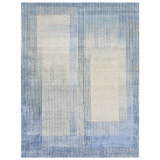 Hand Knotted Striped Area Rug in Silver/Blue