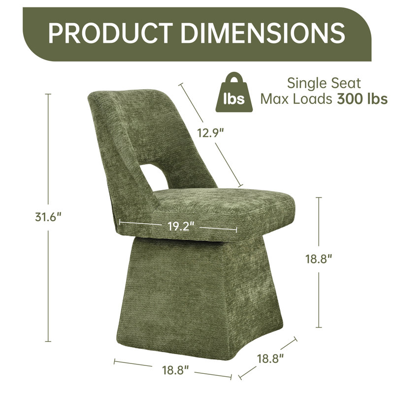 Upholstered Swivel Dining Chair, Green