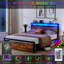 Cadre de lit moderne pour chambre à coucher, chambre d'amis, cadre de lit de chambre à coucher 1 pièce avec 2 tiroirs, lit à lumières DEL avec station de charge-1097263622