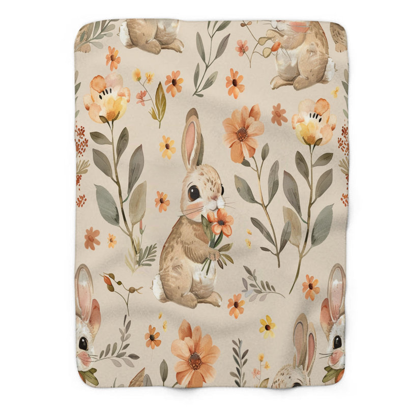 Boho Bunny - 1 Piece Premium Sherpa Blanket, 50" W x 60" L