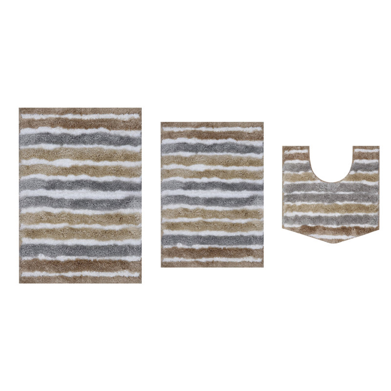 Bathroom Rugs Set of 3, Ultra Soft Microfiber Mats, Absorbent & Quick Drying, Non-Slip Rubber Backing, Machine Washable Bathroom Mats, Sink – 20x32, 24x40, 20x20 Linen