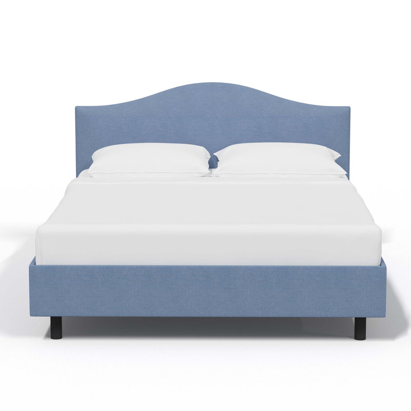 Eaucourt Upholstered Platform Bed, Classic Denim Linen, Queen