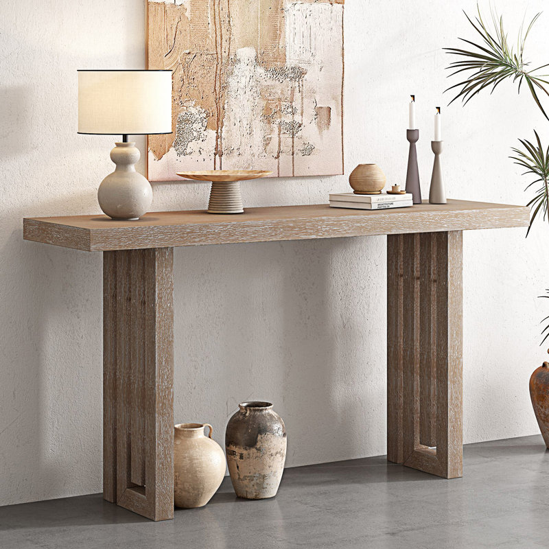 Console de conception unique avec formes latérales distinctives, table de couloir