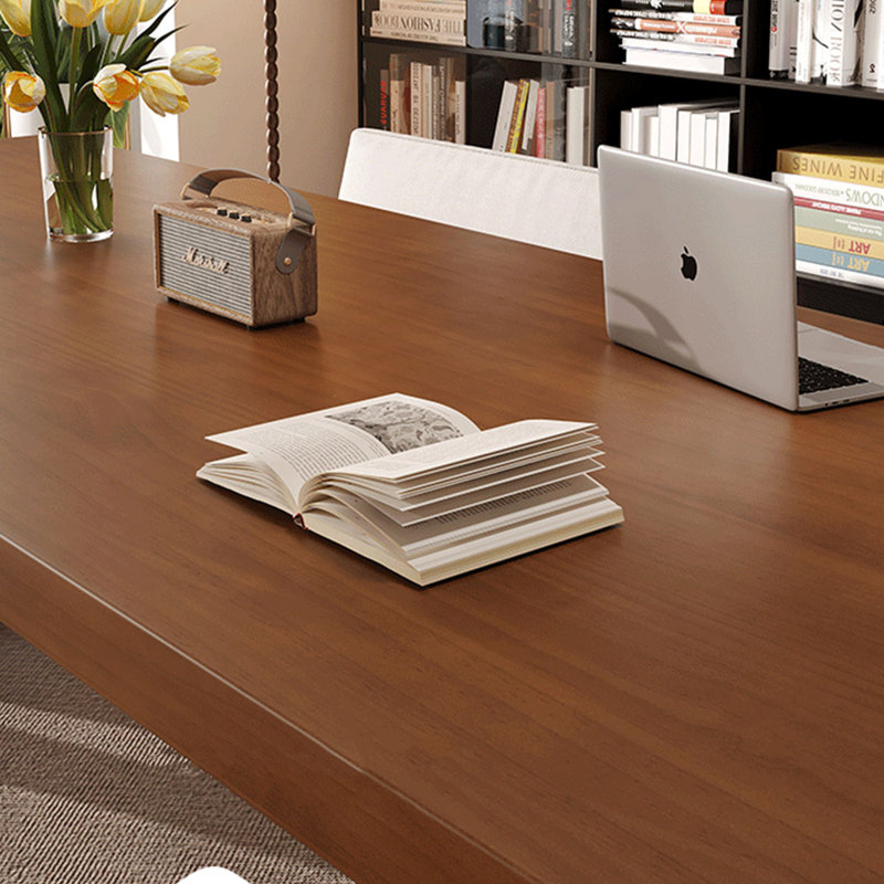 Bureau rectangulaire à 3 tiroirs en bois massif brun noisette, H 29,53 po x l 70,87 po x P 31,5 po