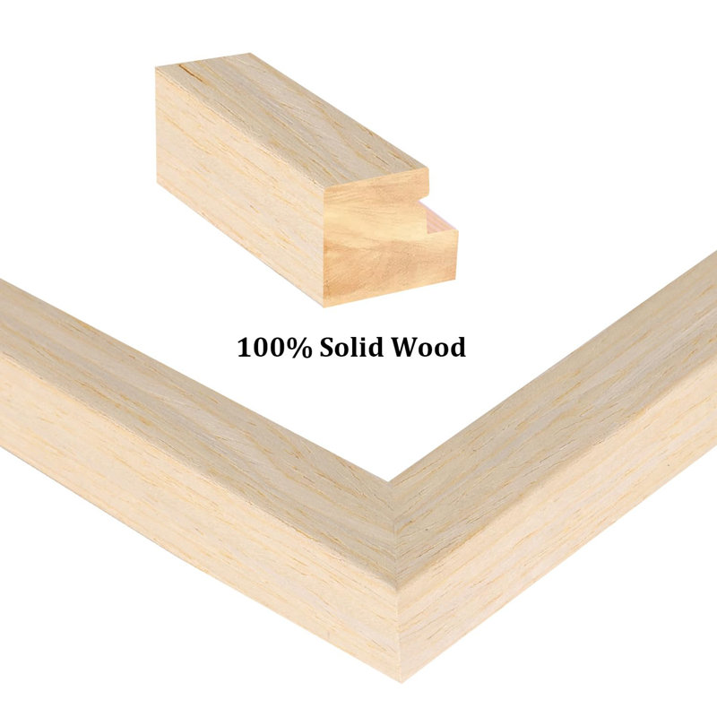 8X8 Picture Frames Made Of Solid Wood With Plexiglass, Display Pictures 4X4/6X6 With Mat Or 8X8 Without Mat Set Of 4 For Tabletop And Wall Mounting, Oak Wood