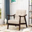 Chaise de style Mid-Century moderne avec revêtement beige et structure d'appoint brun-1229239170
