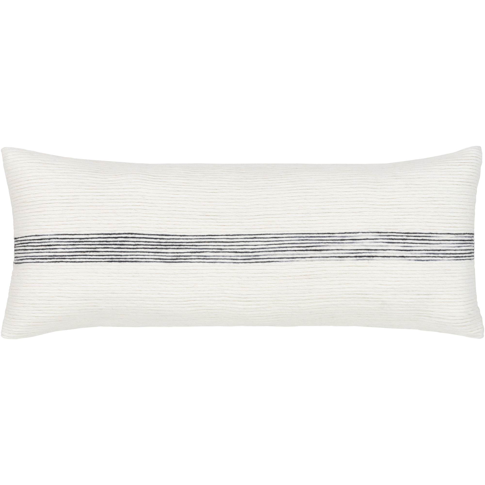 Cason Embroidered Wool Lumbar Throw Pillow, Down