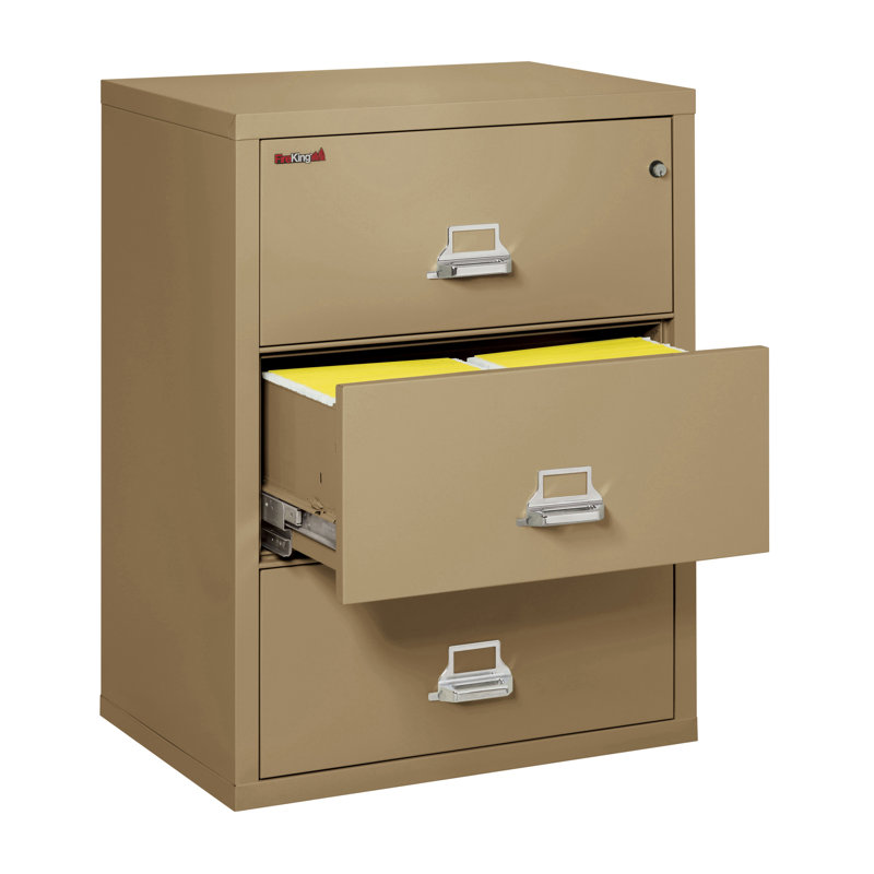 Fireproof 3 - Drawer File Cabinet, Key Lock, Sand