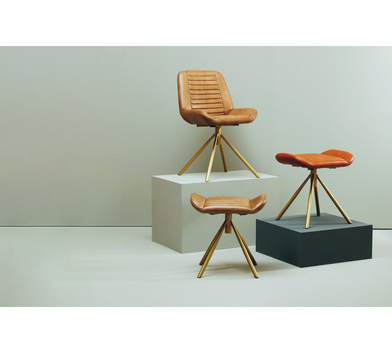Leather Club Chair, Orange Genuine Leather/Medium Yellow Wood