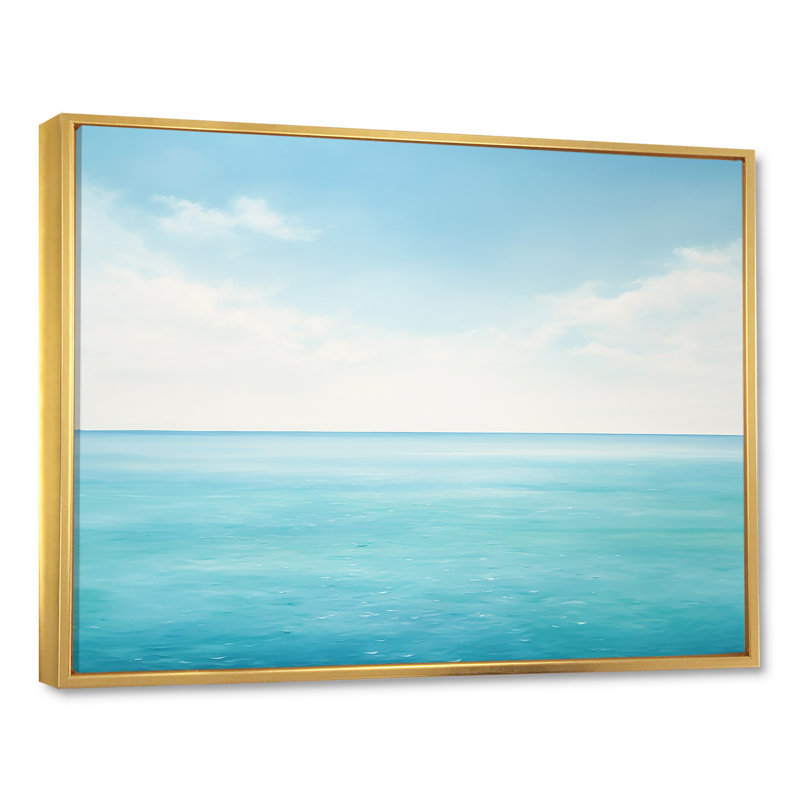 Impression sur toile Ocean Minimalisme Horizon II, Cadre flottant doré, H 12 po x l 20 po