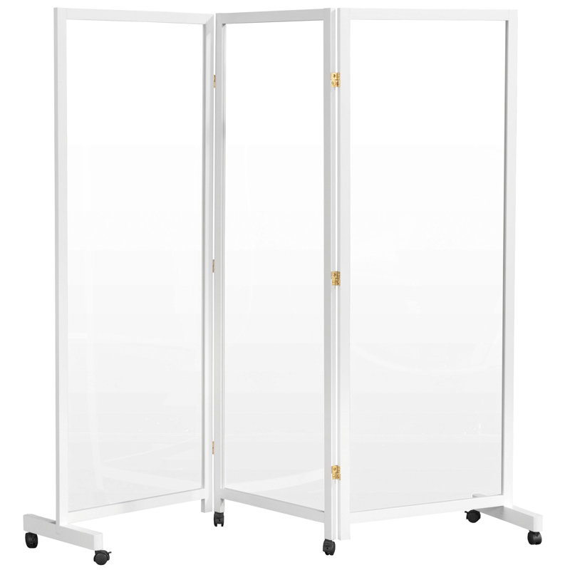 Alayzhia 69" Tall Clear Plastic Partition on Wheels, White