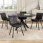 Table de salle à manger de 47 pouces pour 4 à 6 personnes, table de cuisine moderne Mid-Century avec base robuste, table de salle à manger en bois pour la salle à manger de cuisine (noir)