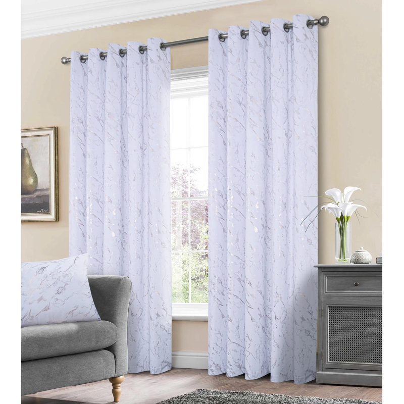 Foland Velour Room Darkening Curtain Pair, 165cm Width x 137cm Drop, White
