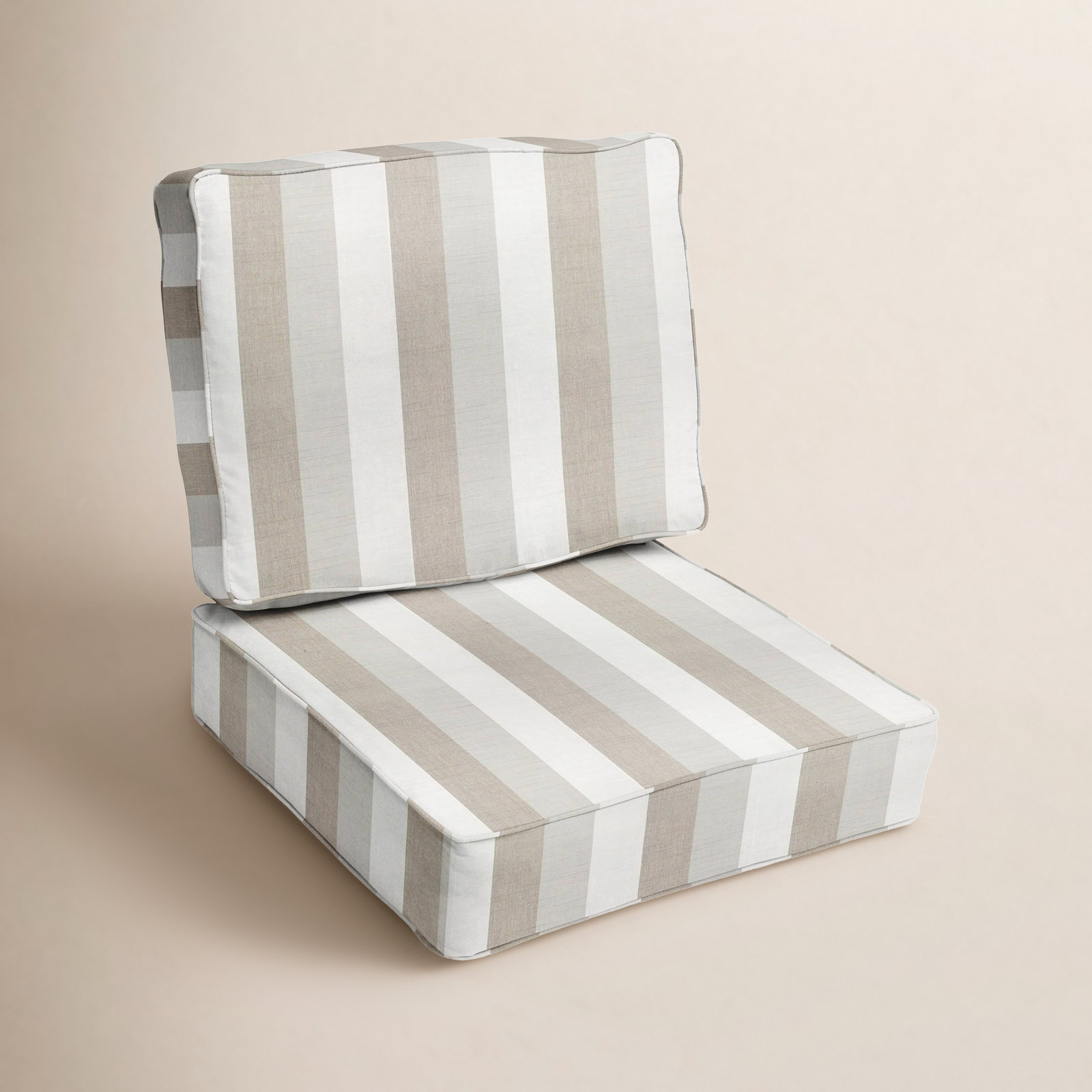 Outdoor Sunbrella Seat/Back Cushion, Direction Linen Stripe Sunbrella®, 27" W x 30" D