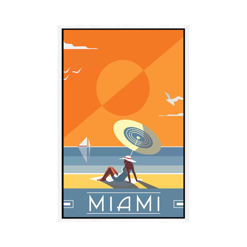 Miami by Annabel Andrews - Print on Canvas, White Framed, 66.04 cm H x 45.72 cm W