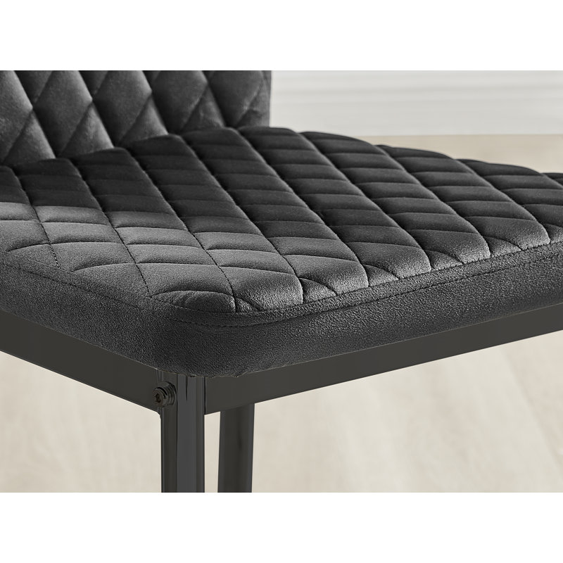 Ameka Luxury Velvet Modern Tall Back Dining Chairs with Metal Legs & Diamond Stitching, Black, Black