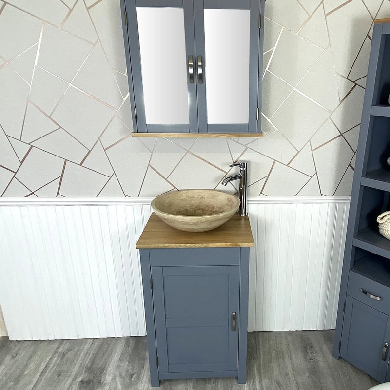 Marroquin 485mm Single Bathroom Vanity with Vessel Stone Basin, Grey