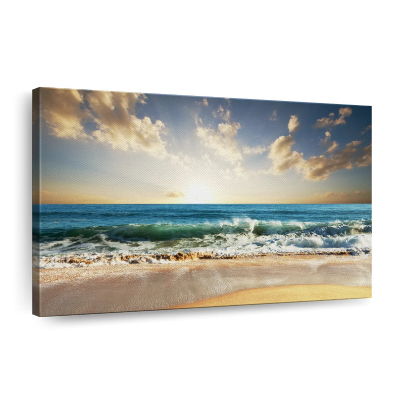 Coucher de soleil sur une plage océanique, H 32 po x l 48 po x P 1,25 po