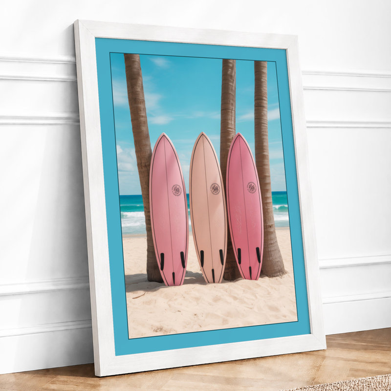 Surfboards at Leisure Coastal - Framed Print, A4 - 29.7 x 21.0 cm, White