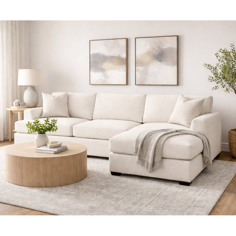 Edan 2-Piece Upholstered Chaise Sectional, Cruise Adrift, Bayou Natural Canvas
