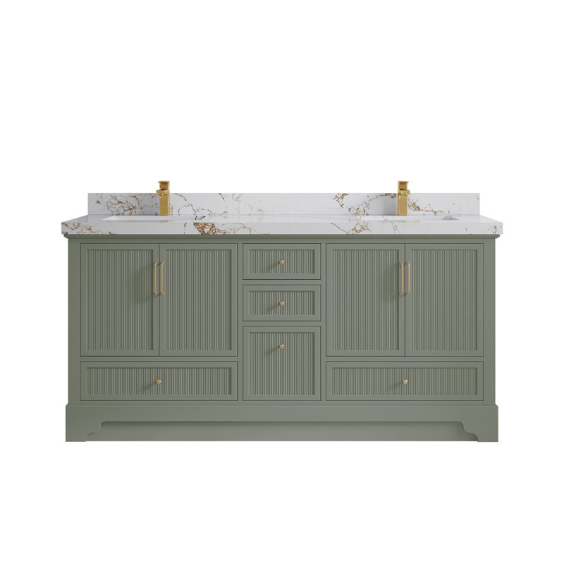 Ensemble de meuble-lavabo double 72 po Alys (option boutons), Brun Viola