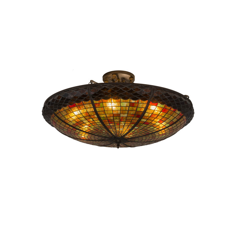 Autumn Acorn 6-Light Indoor/Outdoor Semi-Flush Mount in Antique Copper
