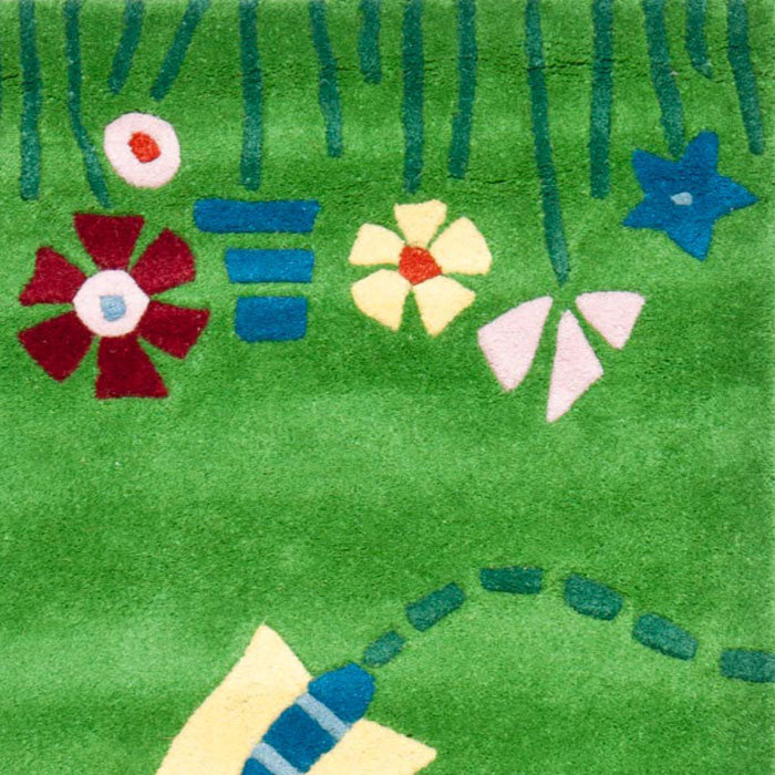 Tapis vert en laine touffeté à la main Claro, Tapis de couloir 2 pi 3 po x 7 pi
