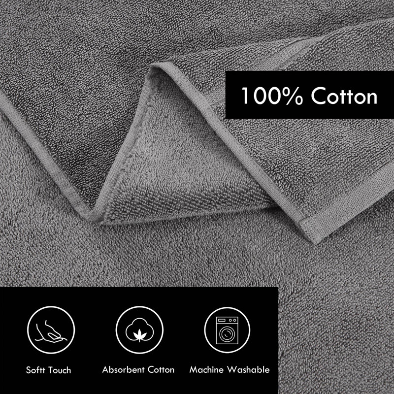 Lux 6 Piece 100% Cotton Towel Set, Dark Gray