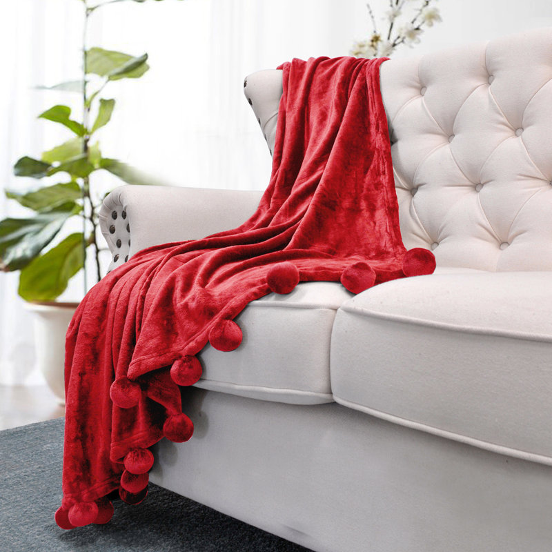 Knitted Throw Blanket, 127cm W x 152.4cm L, Chilli Pepper