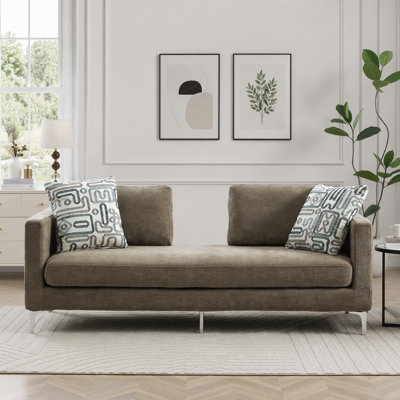 Chaise longue surdimensionnée en chenille avec dossier ouvert, accoudoirs et 4 coussins