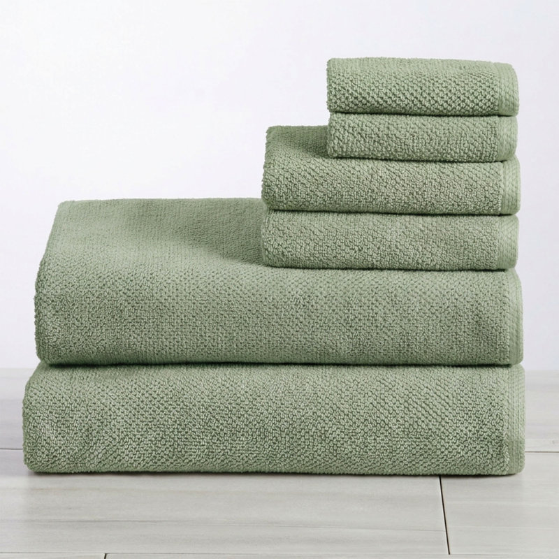 Drap de bain 100% coton texturé, Eucalyptus, 6 Piece Set W/ Bath Sheets