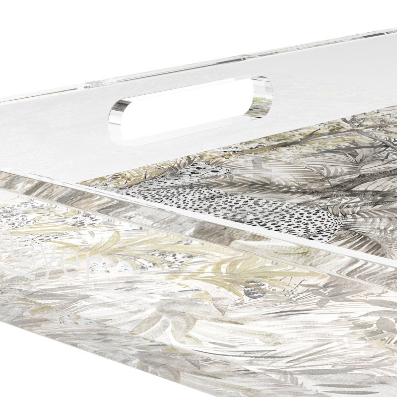 Arcadia Chettah Scene Acrylic Square Decorative Tray, 2" H x 12" W x 12" D