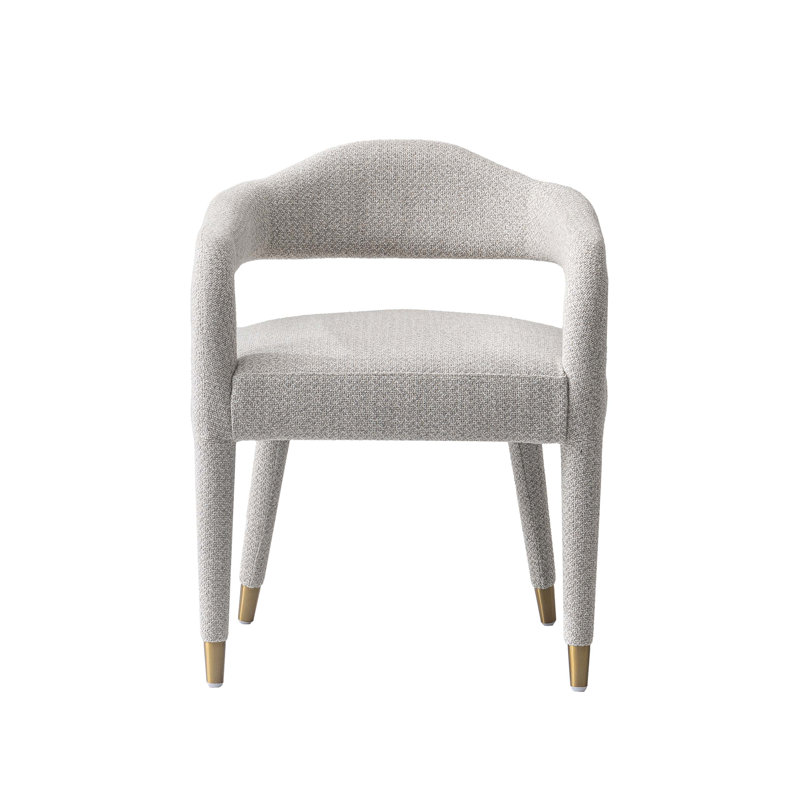 Sawda Modern Tweed Upholstered Dining Armchair, Silver Lining, 1