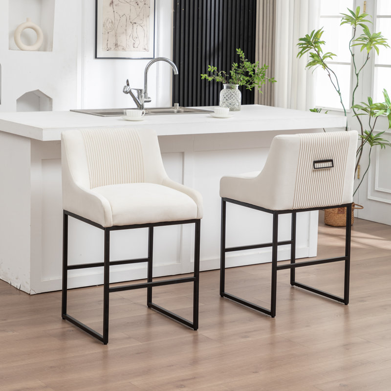 Charney Upholstered Counter Stool, Beige