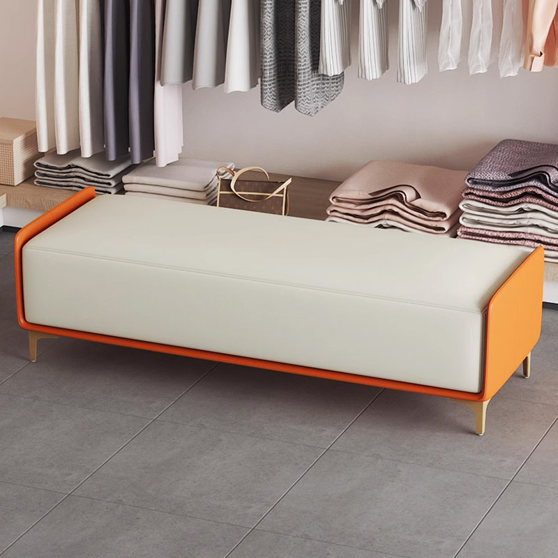 Banc avec revêtement, Beige/Orange, H 15,75 po x l 47,24 po x P 15,75 po