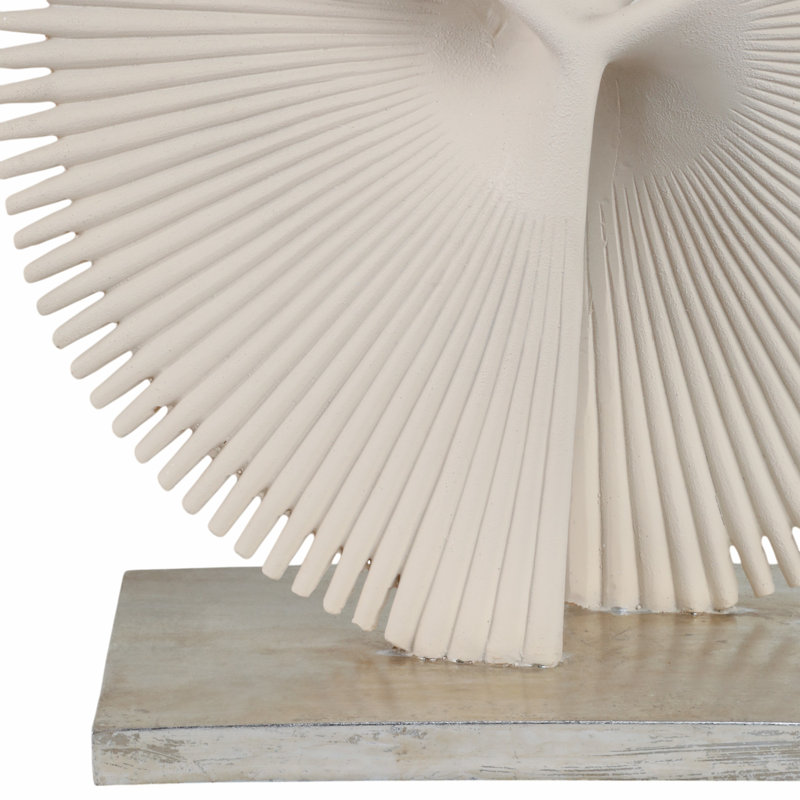 Decorative Object Resin Polyresin Geometric Fan Design Modern Casual Home Decor For Living Room Bedroom Office - 19" Ivory & Tan