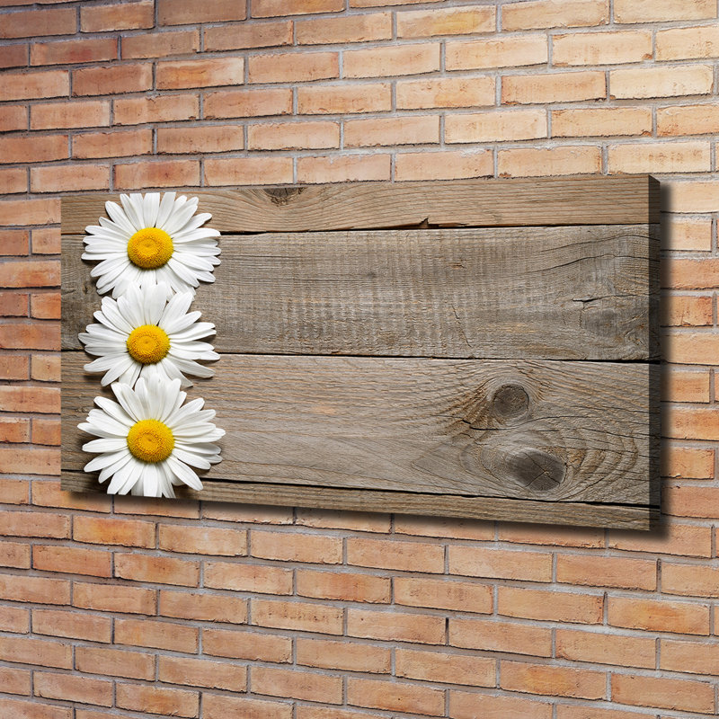 Daisies Wood - Wrapped Canvas Print