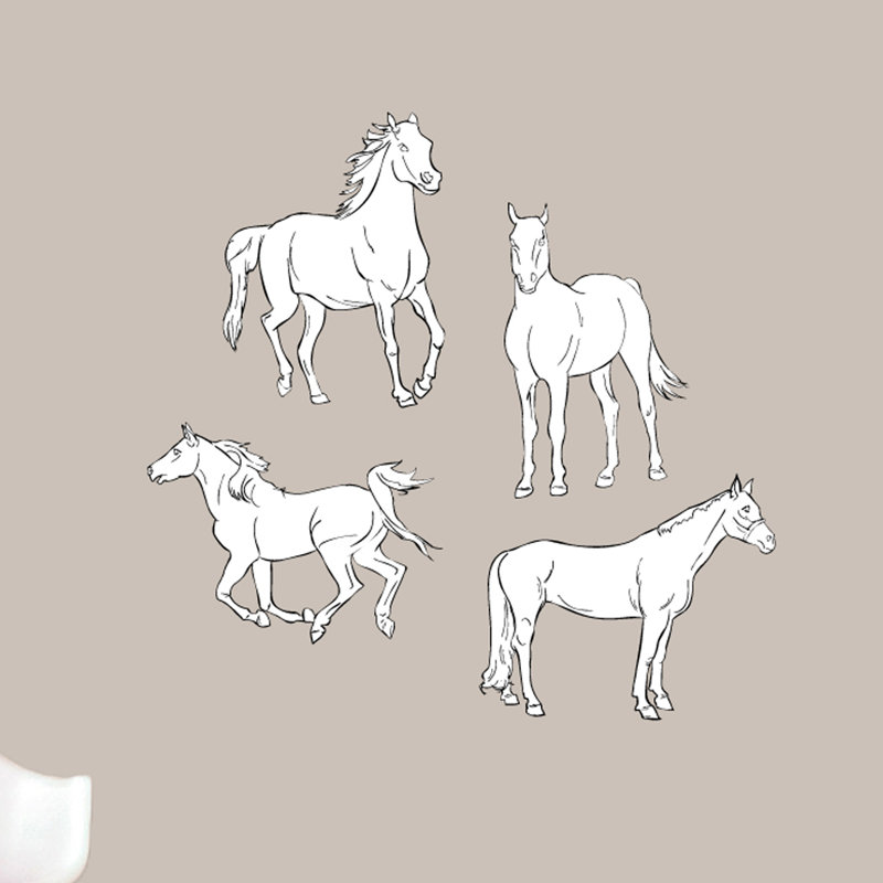 Décalcomanie murale à cheval blanc rétro, Petit