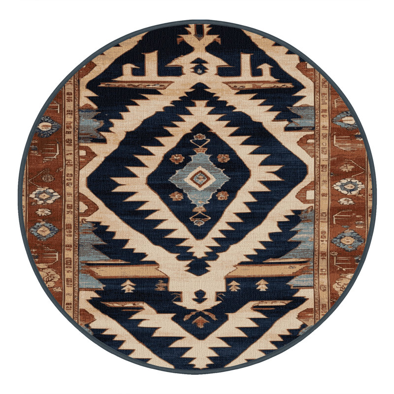 Machine Washable Persian Brown Area Rug, Round 7'