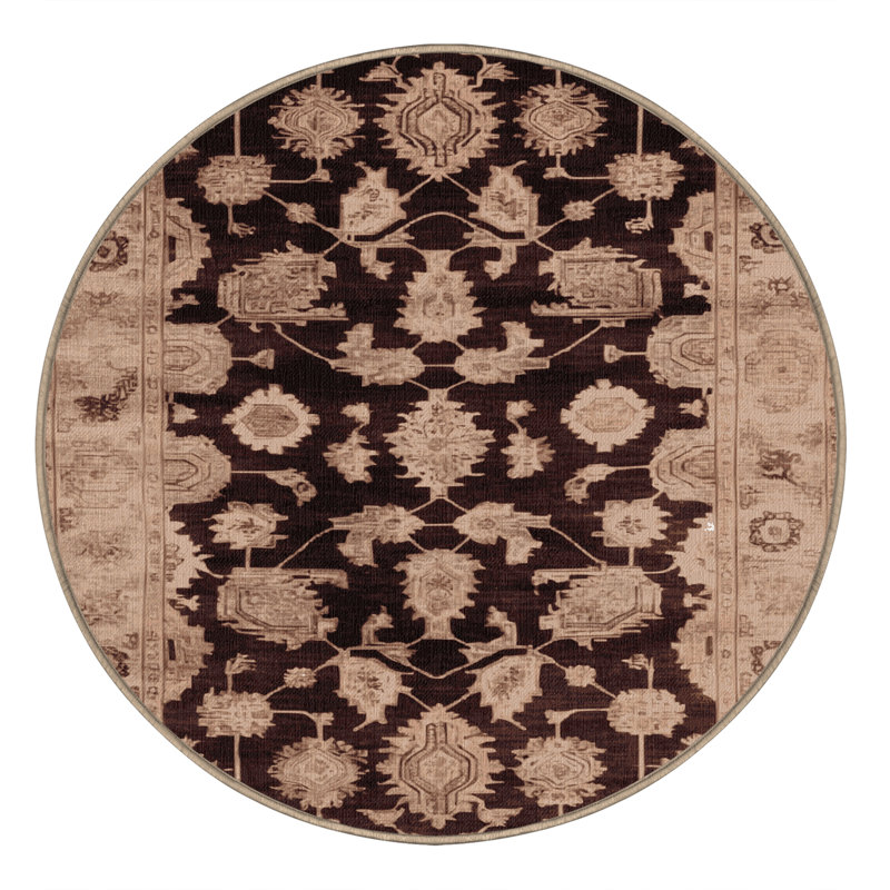 Tapis brun lavable à la machine, Rond 7 pi