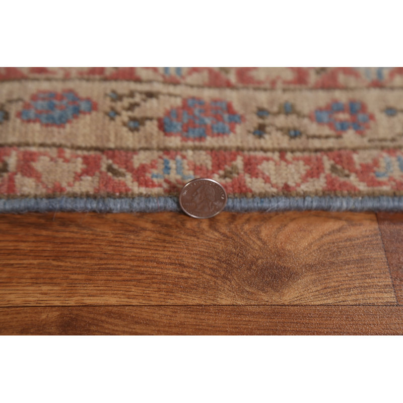 Tapis de couloir oriental unique Heriz Serapi à motif géométrique noué à la main 3 x 12