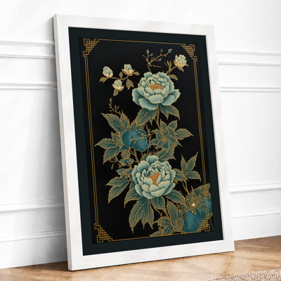 Peonies and Gold Botanical - Framed Print