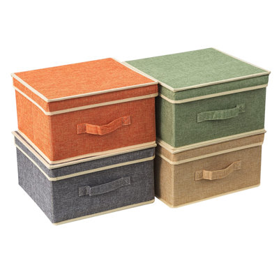 Bacs de rangement avec couvercle, boîte de rangement de vêtements pliable avec poignée pour placard, chambre à coucher, maison, ensemble de 4 couleurs A, L 13 po x l 12,5 po x H 7 po