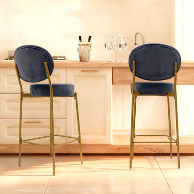 Ensemble de 2 tabourets de bar rembourrés en velours