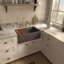 Whitehaus Collection Front Apron Single Bowl Fireclay Kitchen Sinks with Cutting Board and Grid-149444489-177137819