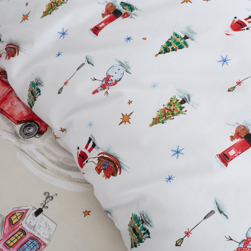 Christmas Town Reversible Duvet Cover Set, Single - 1 Standard Pillowcase