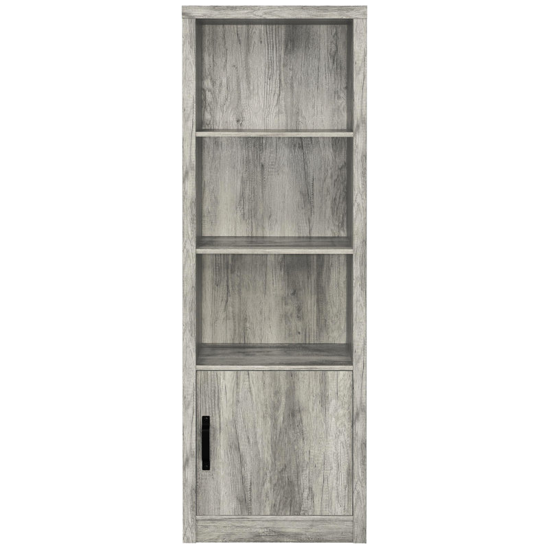 Bois flotté - Tour à 3 tablettes finies pour le placement en coin dans les salons, fonction réglable, bois d'ingénierie, norme de qualité, média gris, présentation fonctionnelle de l'équipement