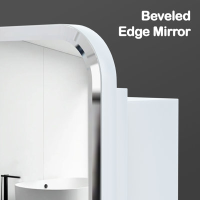Rectangle Medicine Cabinet With Beveled Edge Mirror, No-assembly Bathroom Wall Cabinet With Mirror, Adjustable Shelves, Tissue Slot, Recessed Or Surface Mount